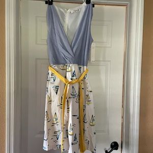 Adorable V neck sailboat dress